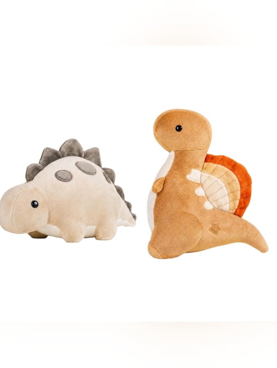 bellzi Other - Plush Dino Duo in Tan and Cream – Cute Stuffed Dinosaurs